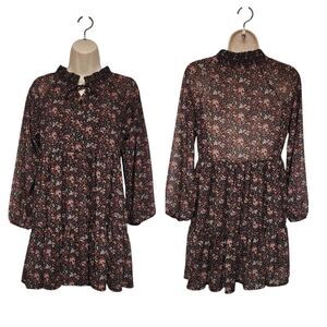 American Eagle Floral Dress Babydoll Long Leeve Dress Small Button Down Size XS